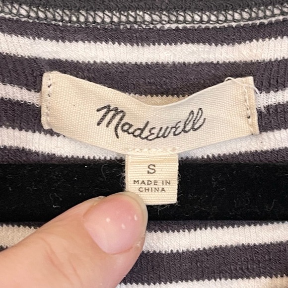 MADEWELL Halter Top Womens Small Stripe Crop Sleeveless Pullover Top Black White - Picture 5 of 8